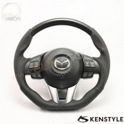 15-16 马自达 CX-3 [DK] Kenstyle D型平底碳纤圆顶方向盘(軚环)