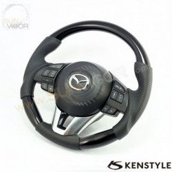 15-16 马自达 CX-3 [DK] Kenstyle D型真皮配钢琴面方向盘(軚环)